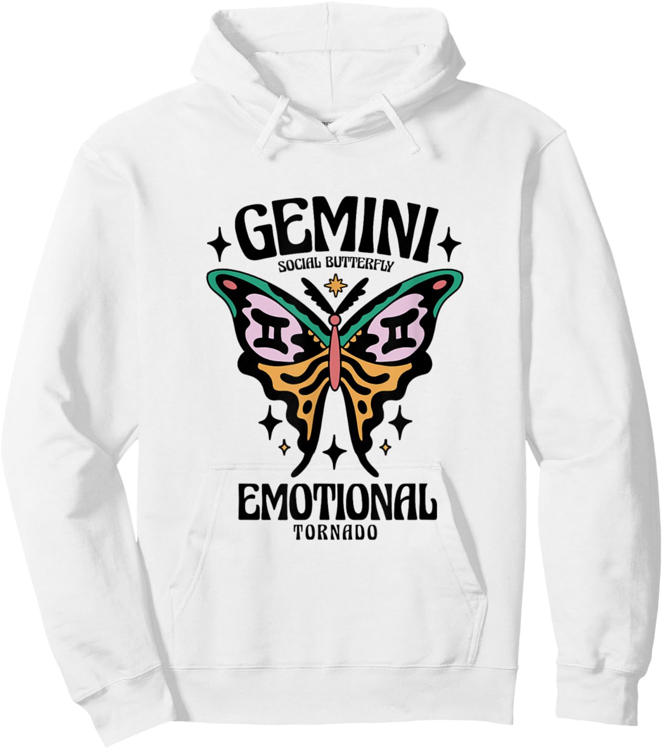 Gemini Social Butterfly Emotional Tornado Apparel Hoodie - Hoodie | White
