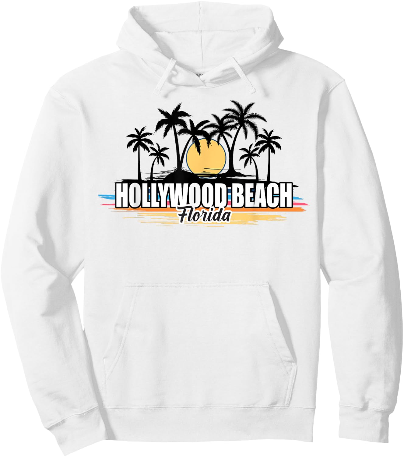 Hollywood Beach Florida Retro Surfing Beach Hoodie - Hoodie | White