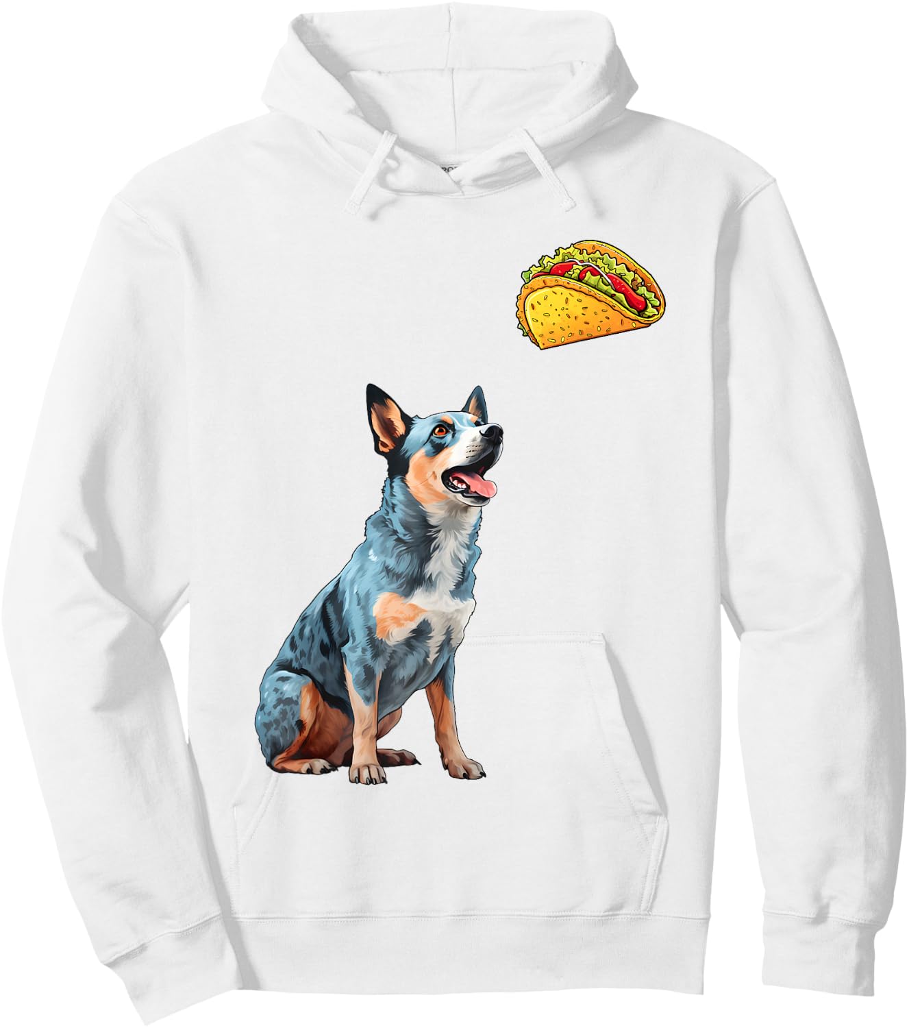 Blue Heeler Staring At Tacos, Funny Blue Heeler Hoodie - Hoodie | White