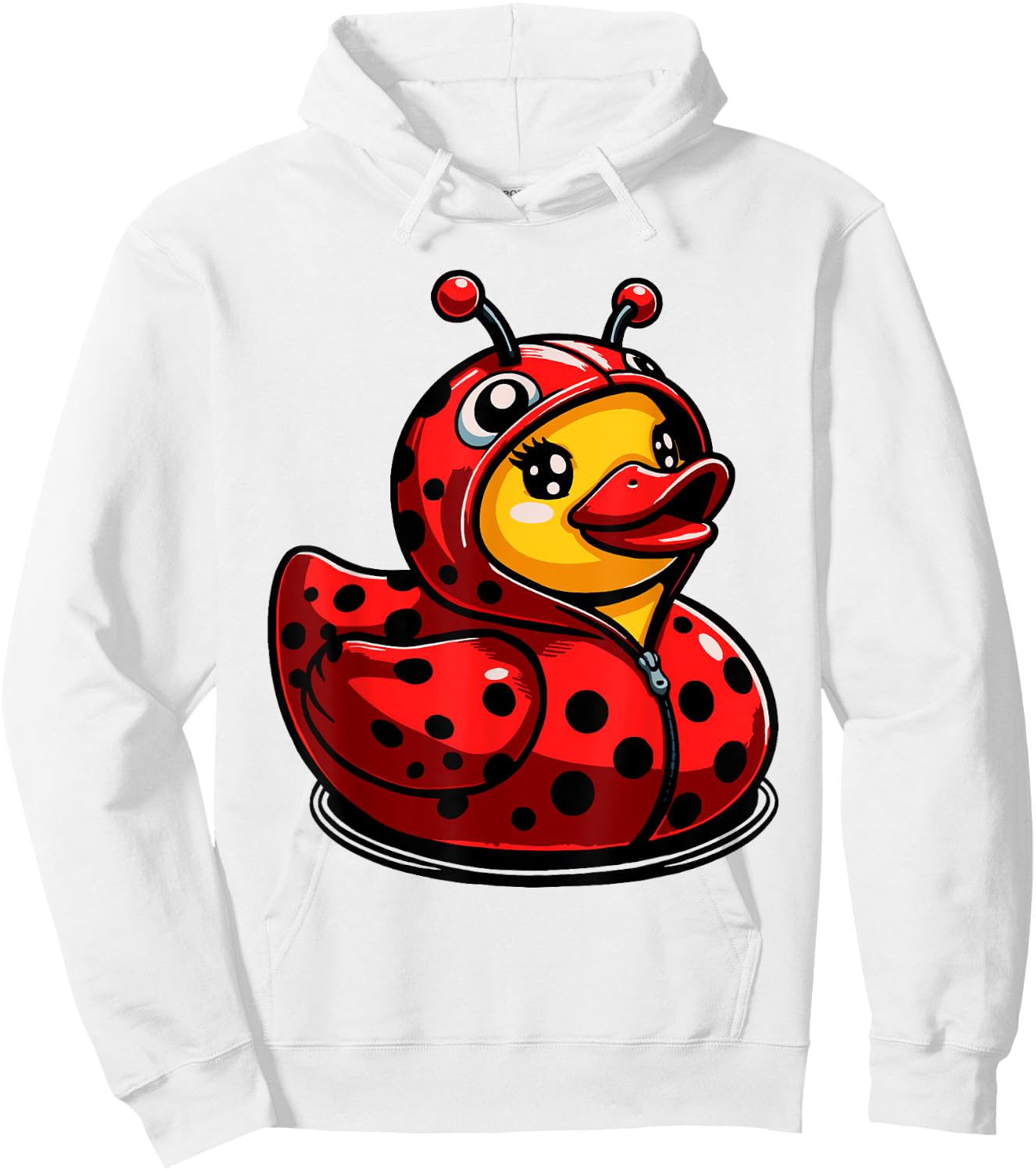 Ladybugs Ducks Ladybug Duck Lady Beetles Duckling - -Kids, Grey, Small, Short Sleeve, Cartoon, Halloween Hoodie - Hoodie | White