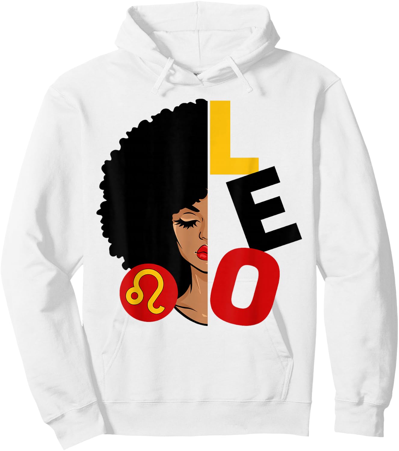 Leo Queen Afro Black Woman Melanin Girl Zodiac Sign Hoodie - Hoodie | White