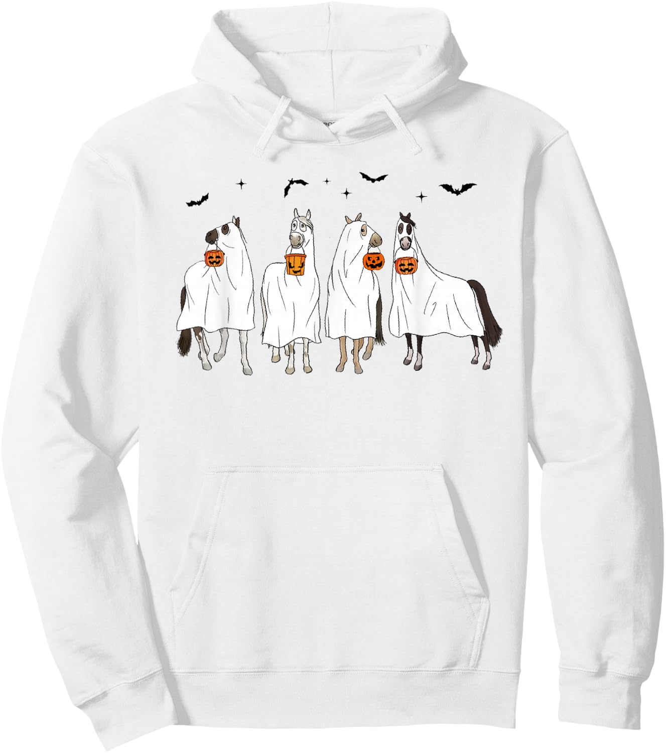 Halloween Horse Ghost Horse Western Spooky Horse Pumpkins Hoodie - Hoodie | White