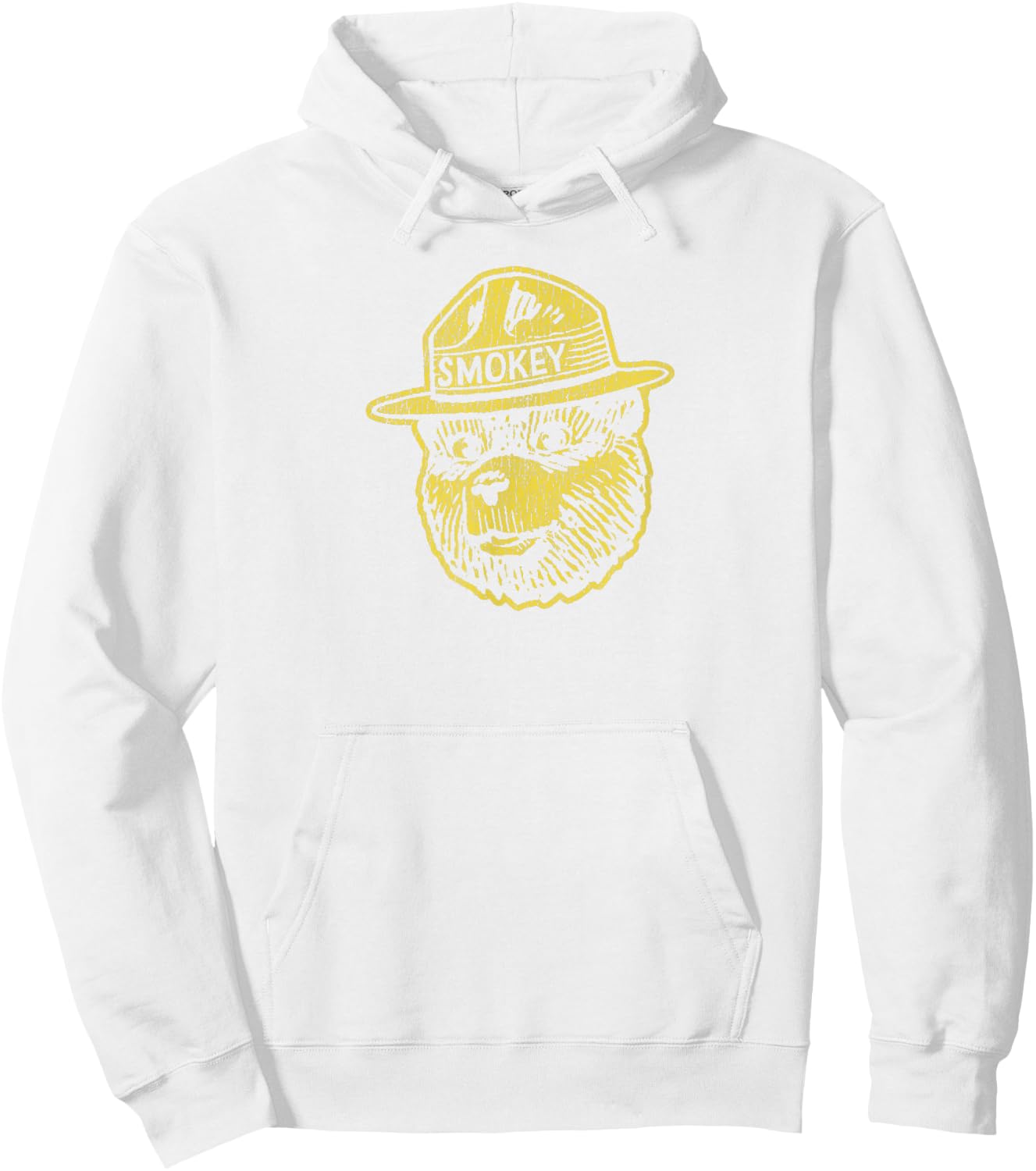 Smokey Bear Keep Our Forests Green & Growing! Distressed Hoodie - Hoodie | White