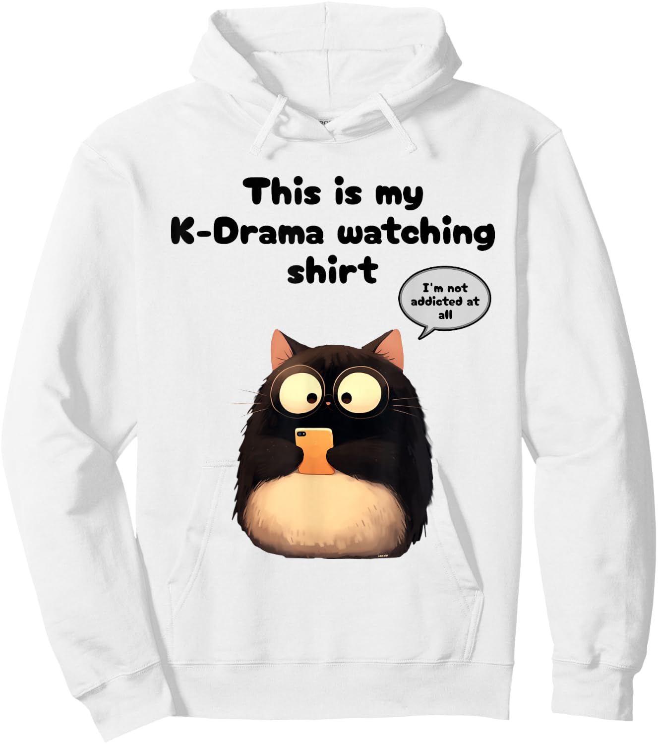 Kpop Gifts Co. -Adults, Teen Rabbit Kdrama Watching Cat Merch Korean Drama Merchandise Hoodie - Hoodie | White