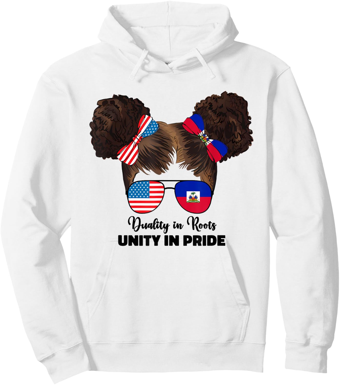 Half Haitian And American America Haiti Usa Flag Kids Girl Hoodie - Hoodie | White