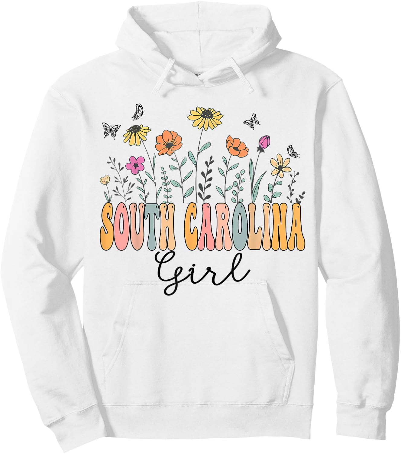 South Carolina Girl Wildflower Groovy South Carolina Lover Hoodie - Hoodie | White