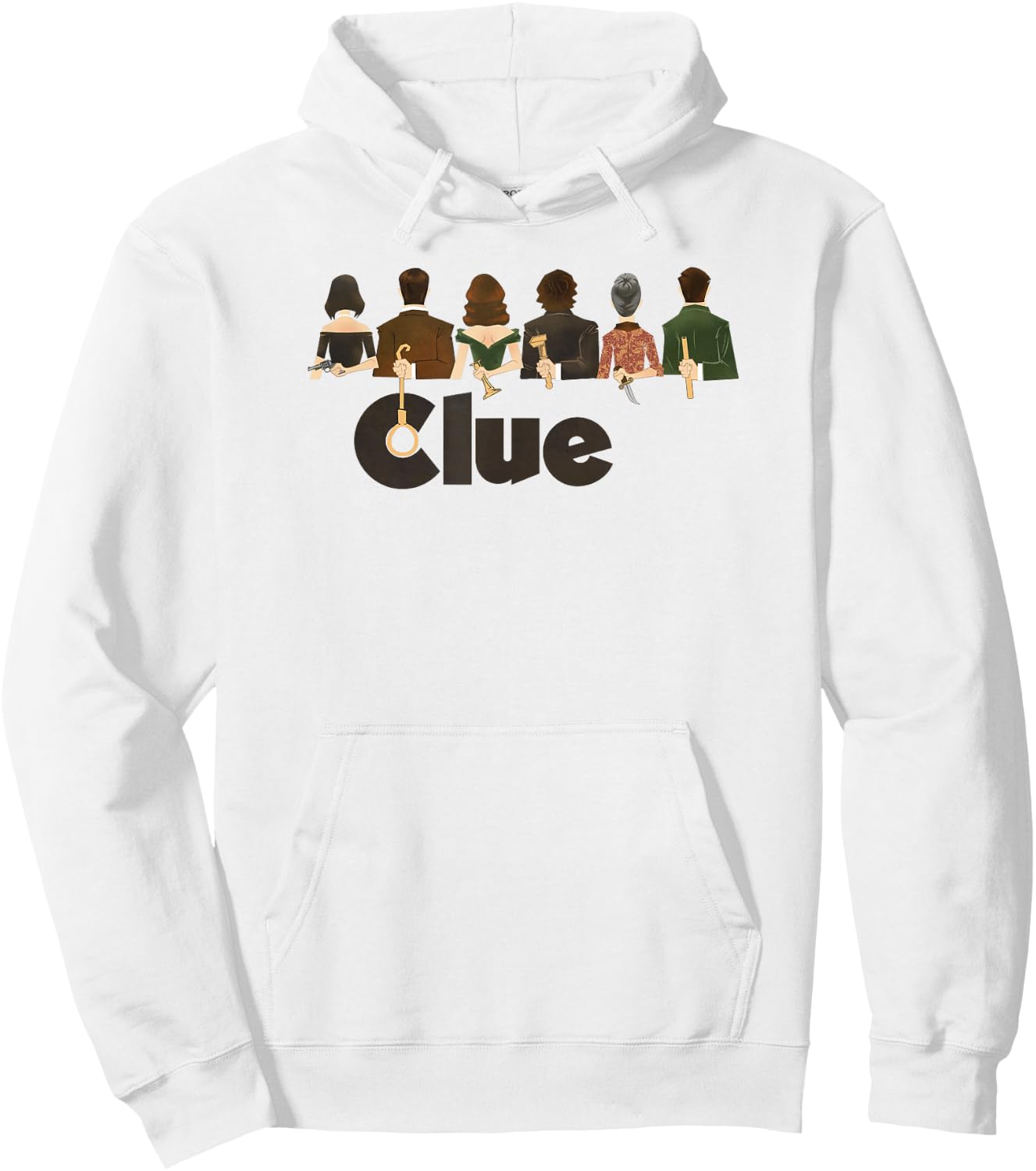 Clue Characters Hiding Their Weapons On Their Backs Lineup Hoodie - Hoodie | White