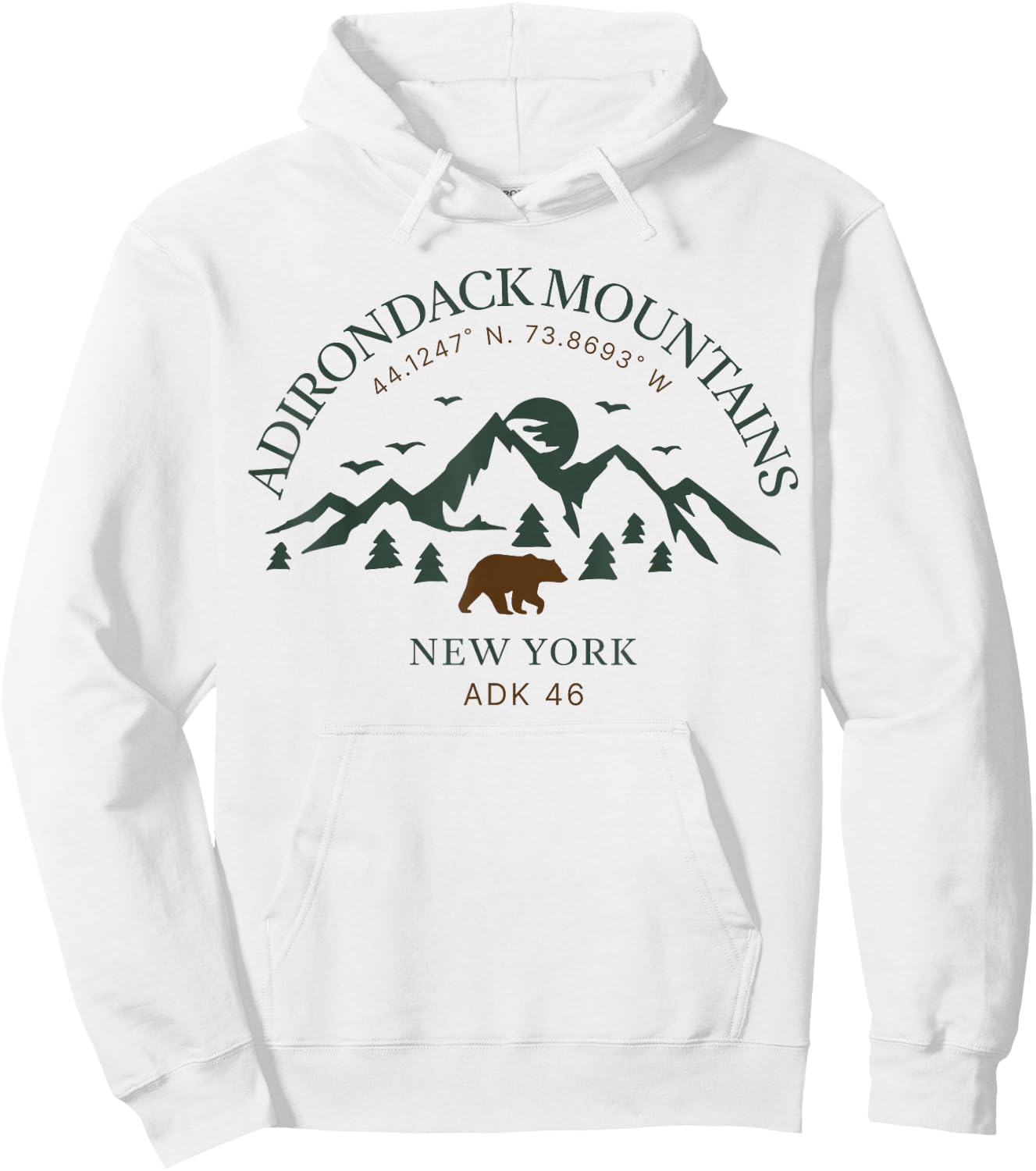Adirondack Mountains Adk 46Er Hoodie - Hoodie | White