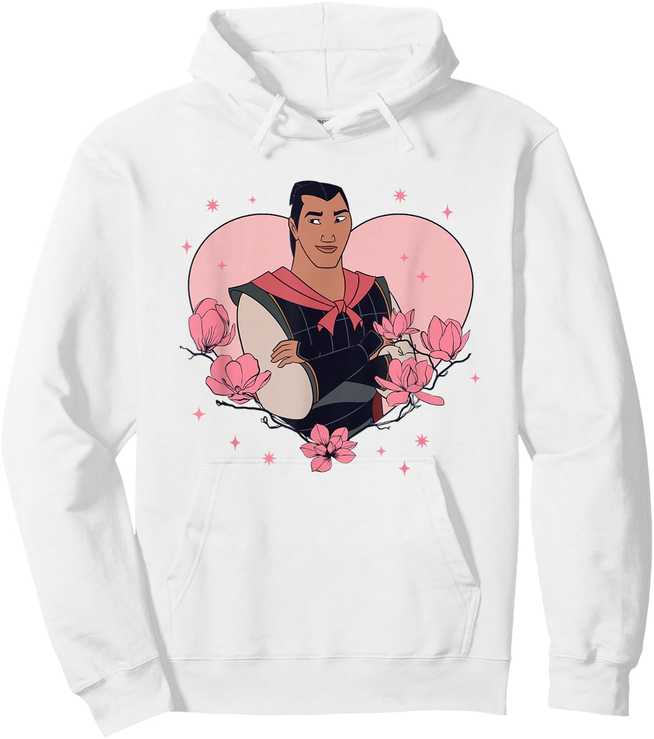 Disney Mulan Valentine's Day Li Shang Heart Shape Chest Logo Hoodie - Hoodie | White