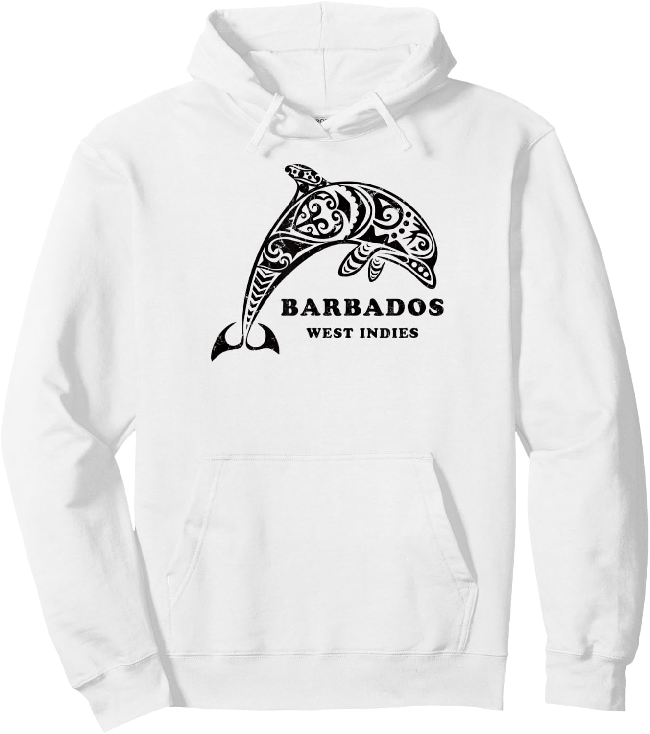 Barbados, West Indies Vintage Tribal Dolphin Vacation Hoodie - Hoodie | White