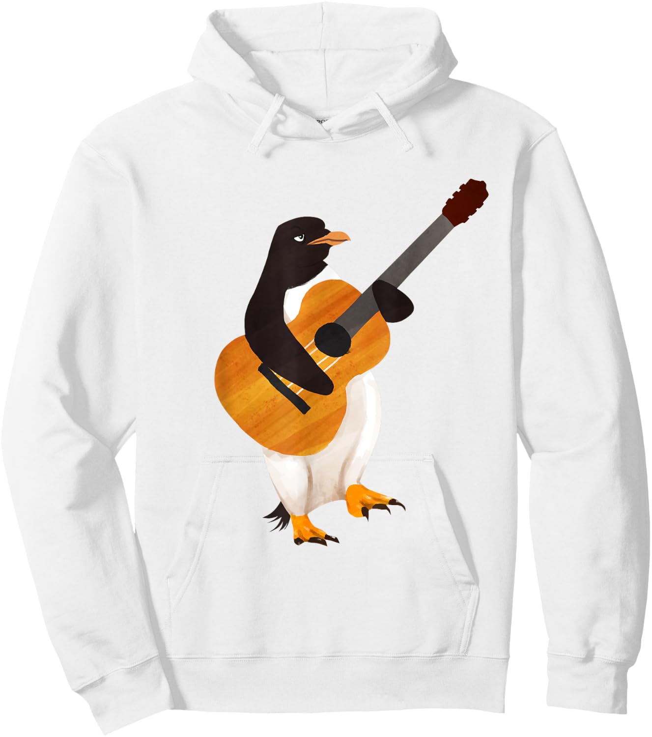 Penguin Arctic Bird Acoustic Guitar - Guitarist Hoodie - Hoodie | White
