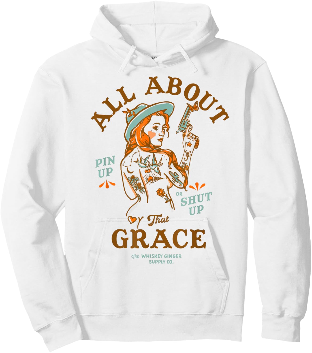That Grace Women's Shirt Badass Redhead Tattoo Pin Up Girl Hoodie - Hoodie | White