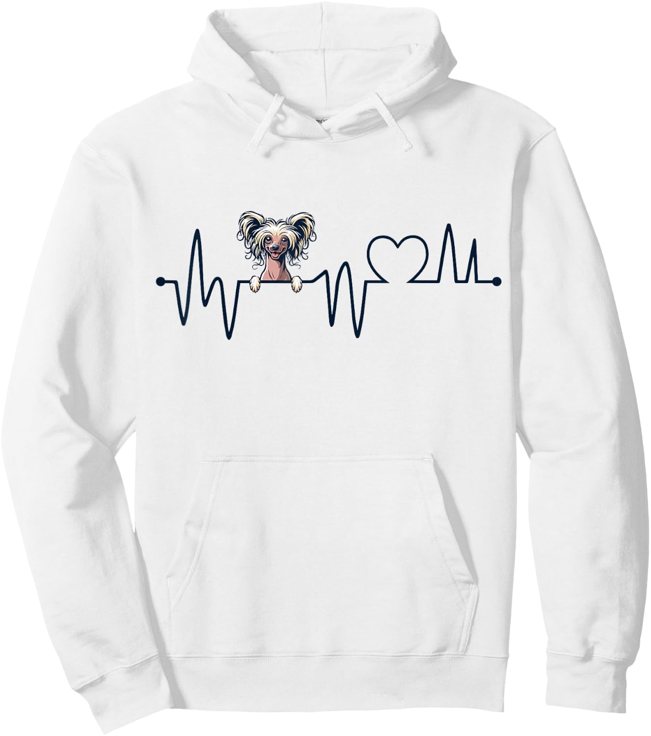 Chinese Crested Dog Heartbeat - Men Women Kids Crested Lover Hoodie - Hoodie | White