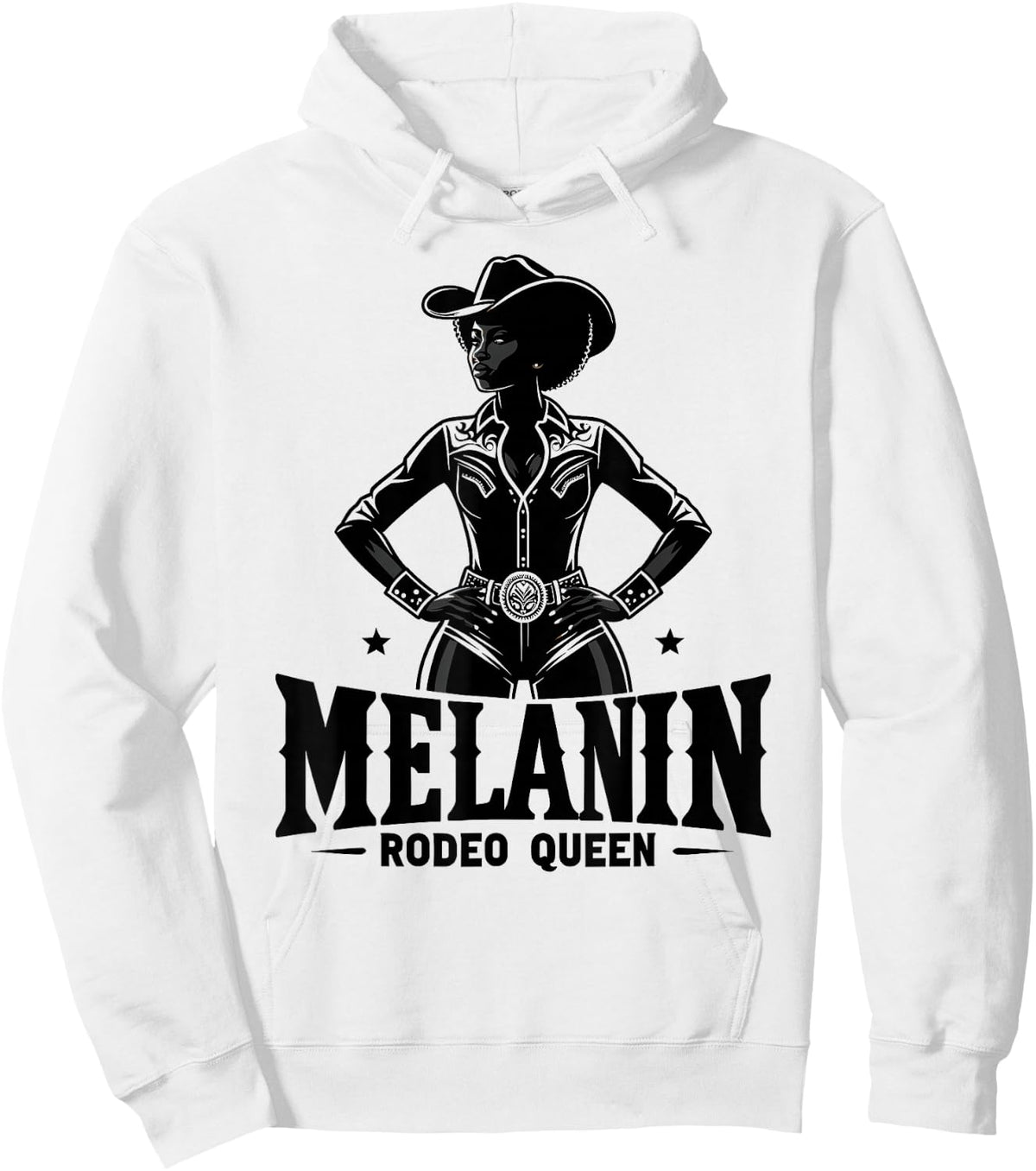 Melanin Rodeo Queen, Vintage African American Cowgirl Hoodie - Hoodie | White
