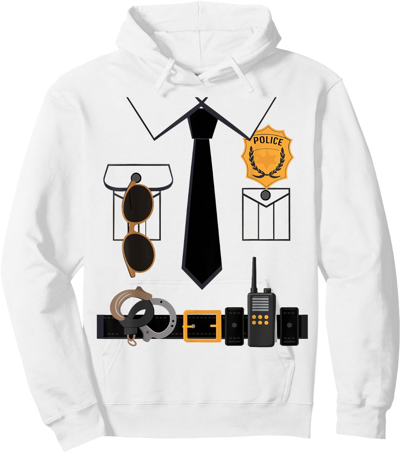 Police Costume For Kids & Adults Halloween Police Officer Hoodie - Hoodie | White
