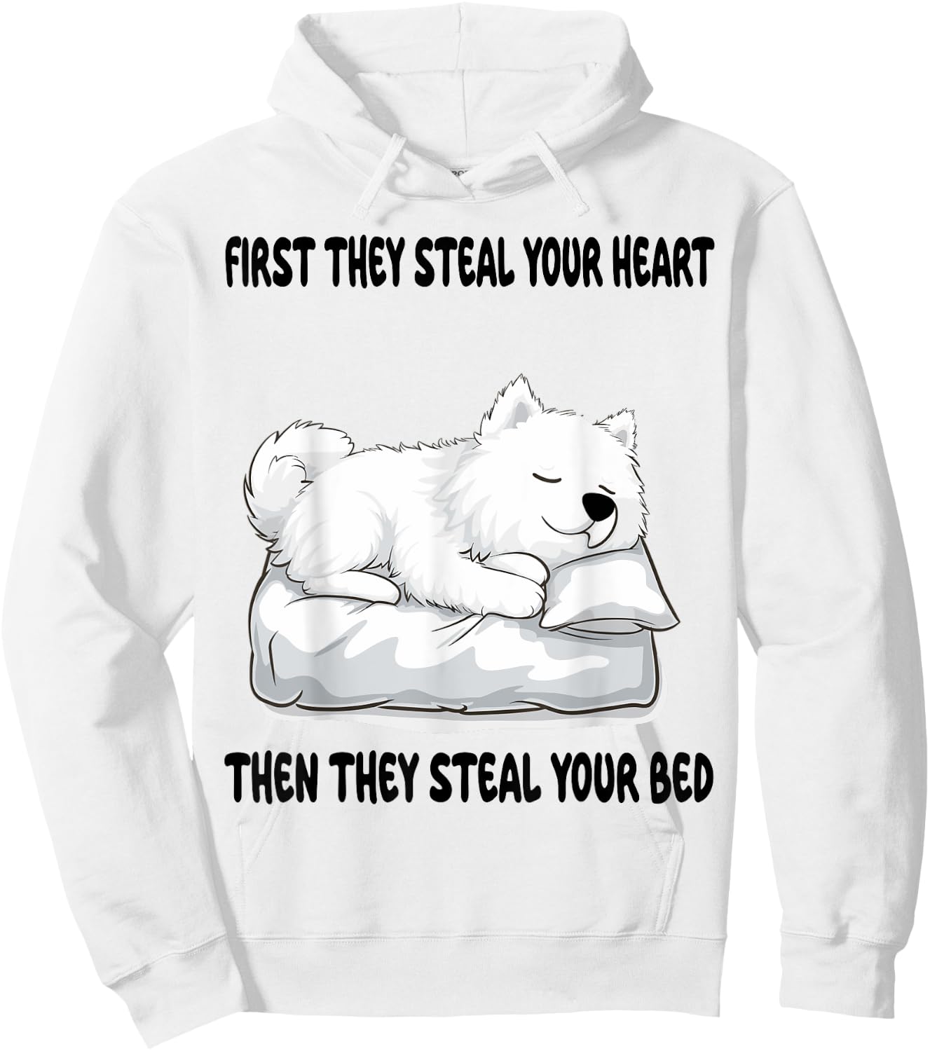 Samoyed Sleeping Pajamas Nightgown Hoodie - Hoodie | White