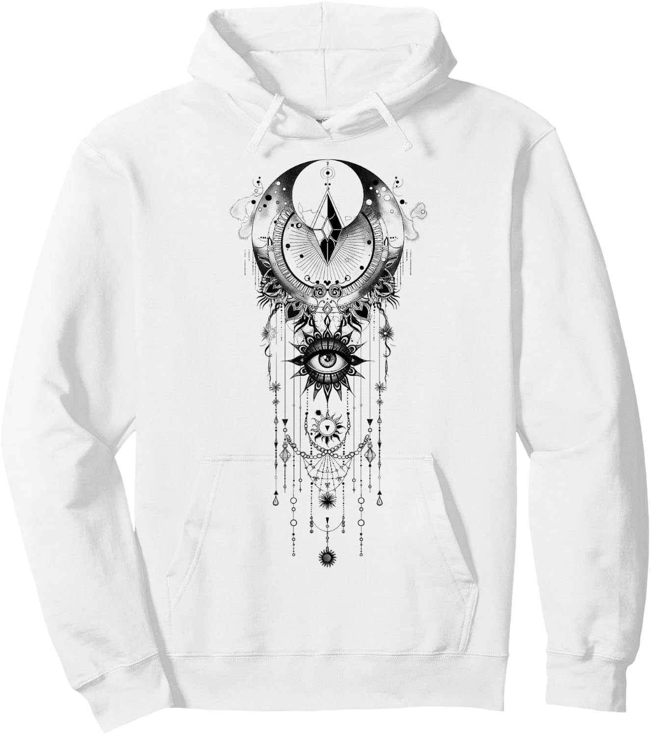 Celestial and Mystical Moon Goth Hoodie - Hoodie | White