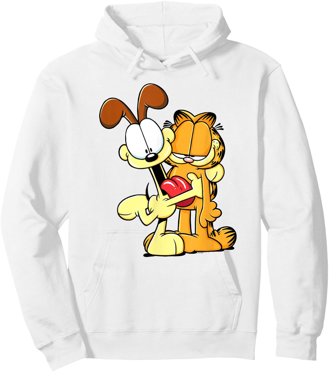 Garfield Cute Odie Hugging Garfield Love Cartoon Cat Hoodie - Hoodie | White