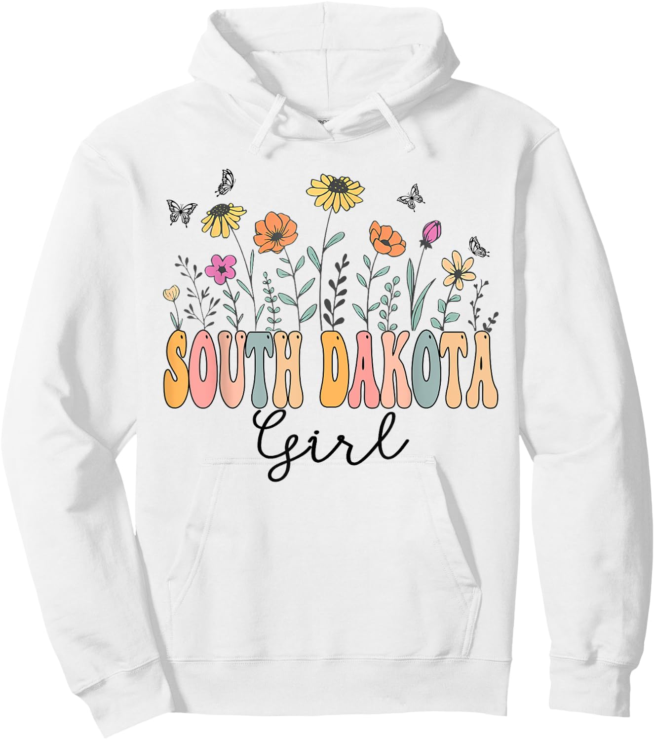 South Dakota Girl Wildflower Groovy South Dakota Lover Hoodie - Hoodie | White
