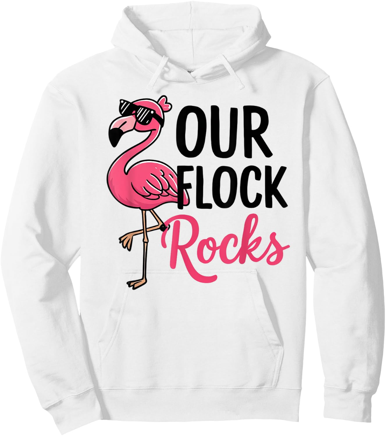 Our Flock Rocks Flamingo Shirt - Fun Group Matching Hoodie - Hoodie | White