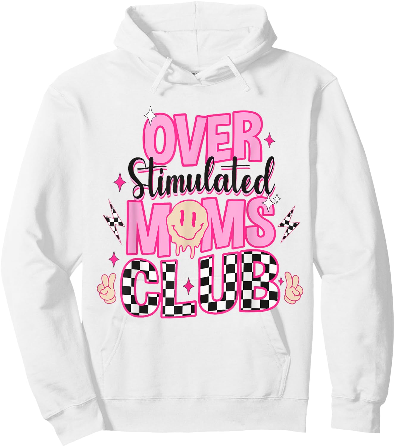 Moms Club Overstimulated Hoodie - Hoodie | White