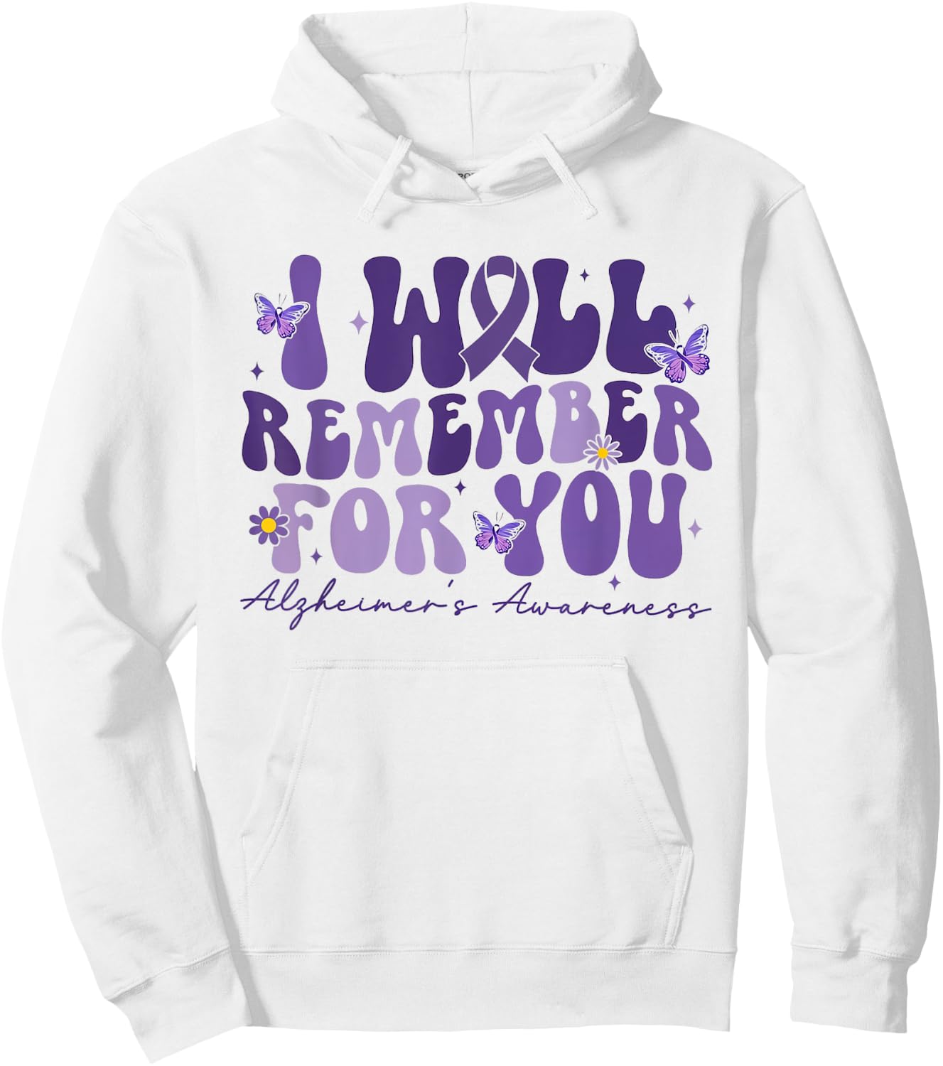Retro I Will Remember For You Butterfly Alzheimers Awareness Hoodie - Hoodie | White