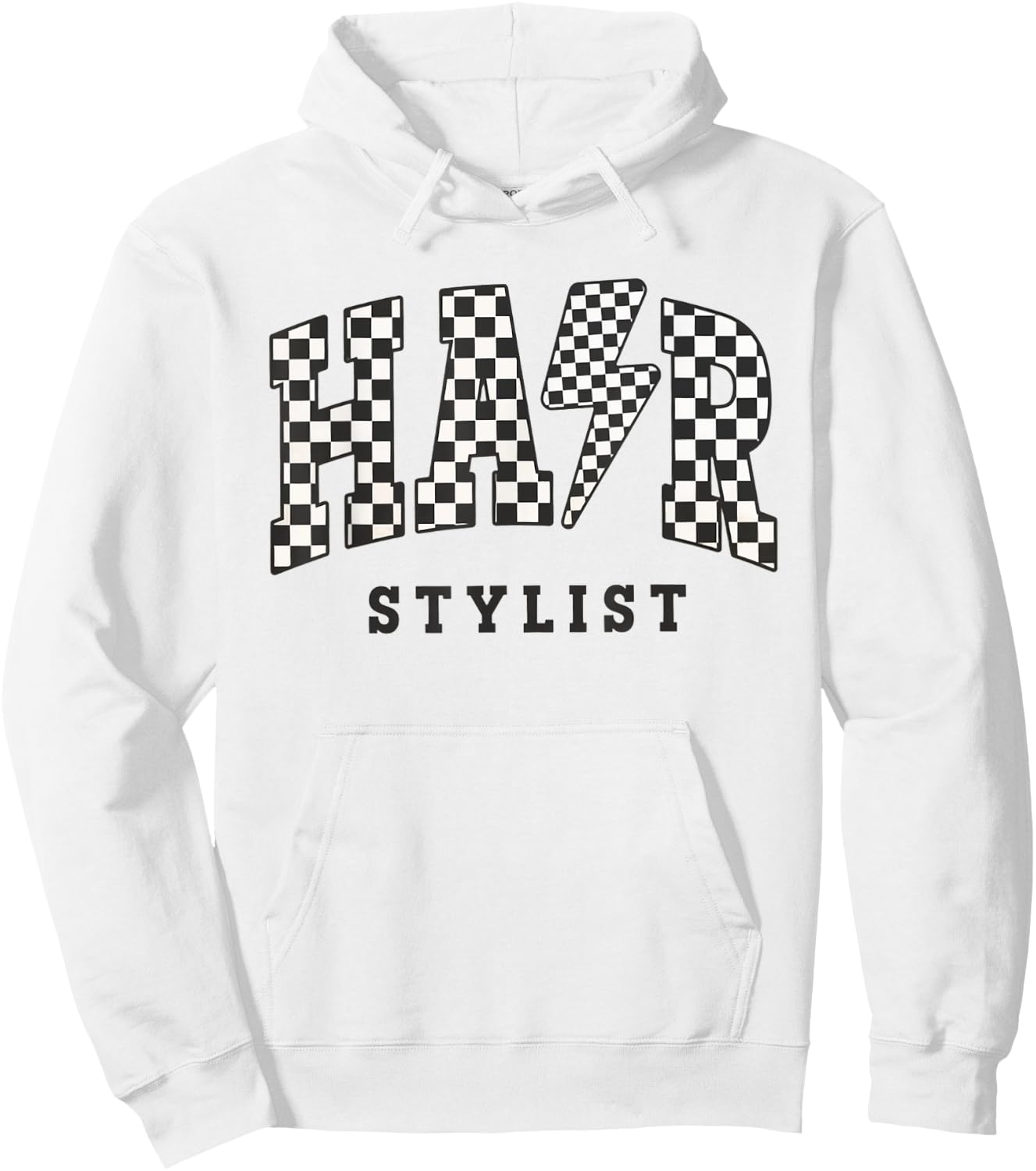 Retro Checkered Hair Stylist Graduation Cosmetology School Hoodie - Hoodie | White