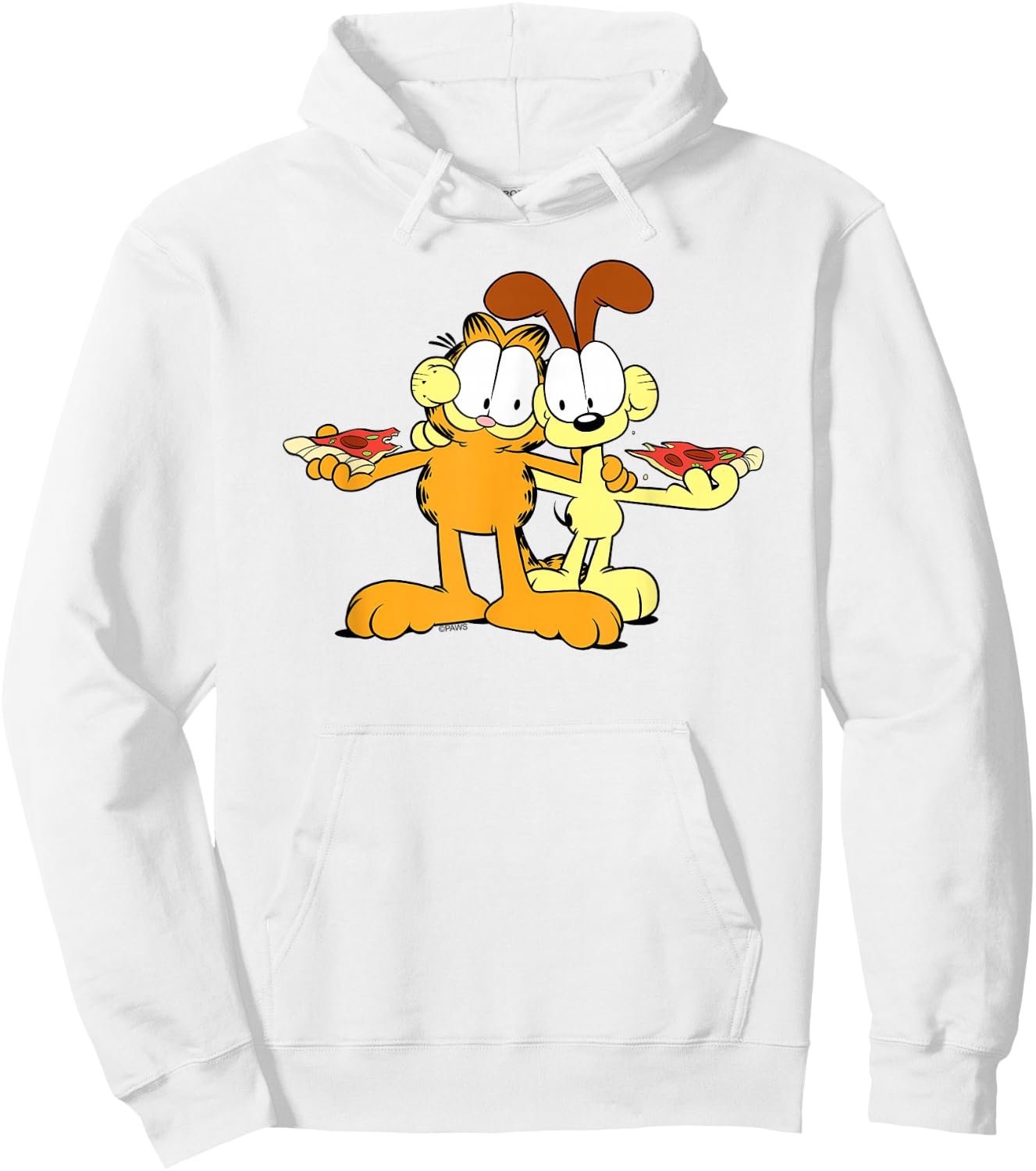 Garfield & Odie Happy Pizza Hug Cartoon Cat Hoodie - Hoodie | White