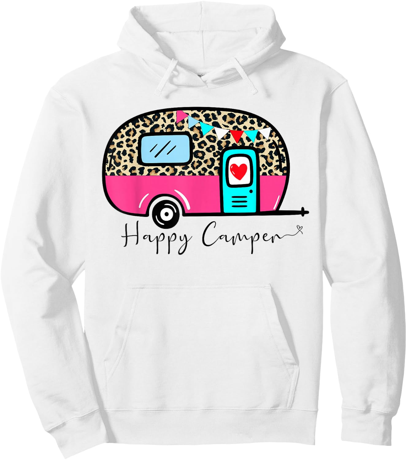Camper Happy Summer Camp Camping Leopard Funny Glamping Hoodie - Hoodie | White