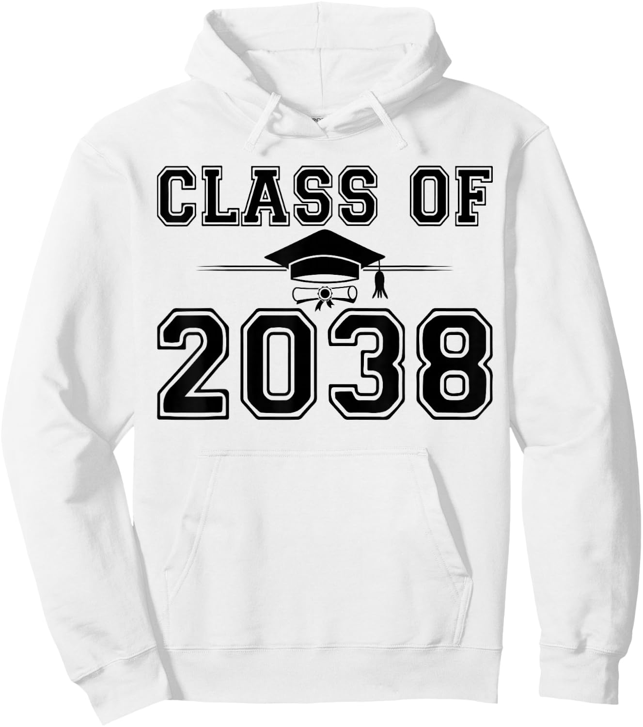 Class of 2038 Grow With Me Graduation Handprint On Back Hoodie - Hoodie | White