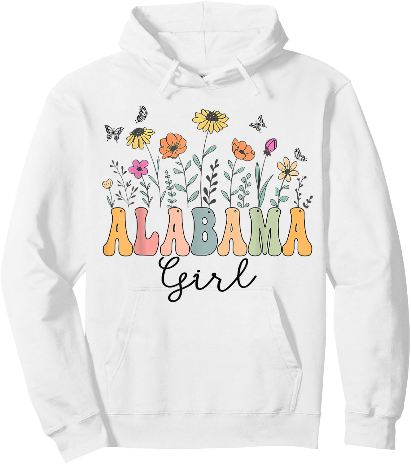 Alabama Girl Wildflower Groovy Alabama Lover Hoodie - Hoodie | White