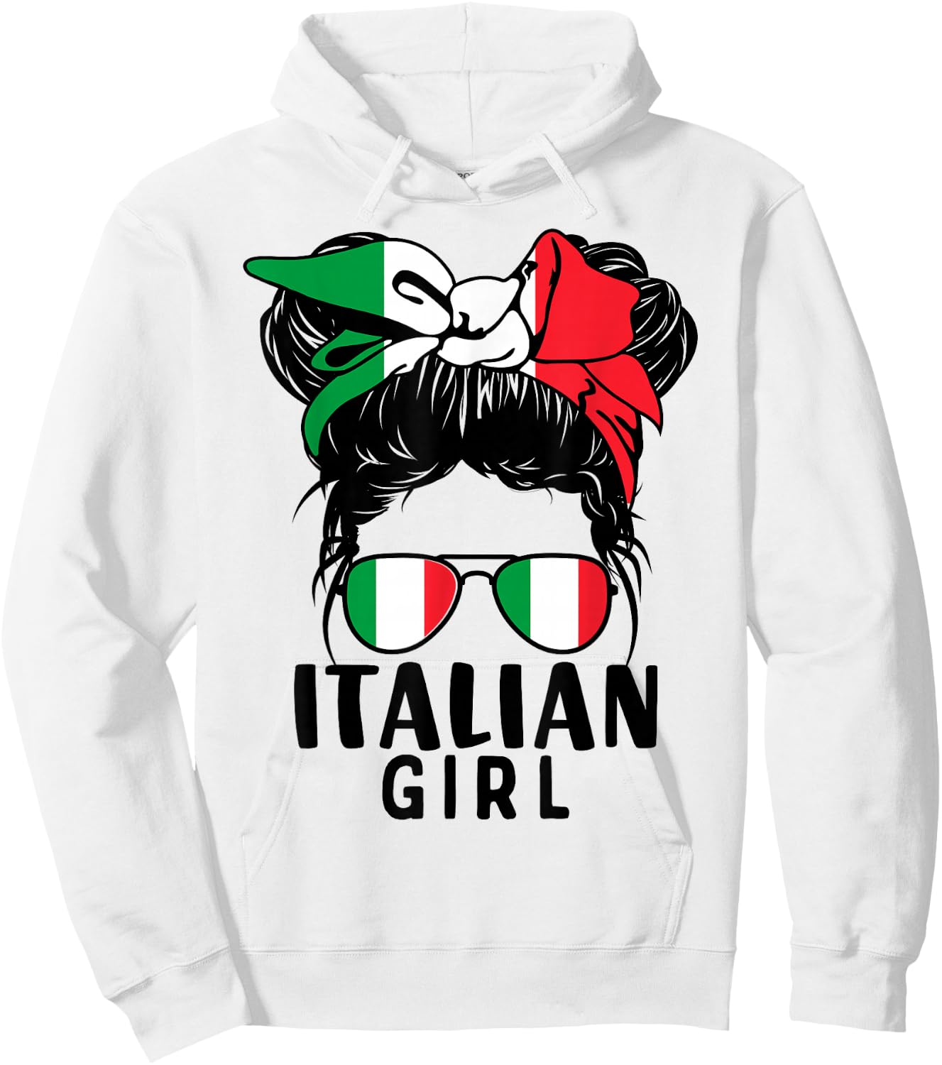 Italian Girl Messy Hair Italy Pride Patriotic Kids Hoodie - Hoodie | White