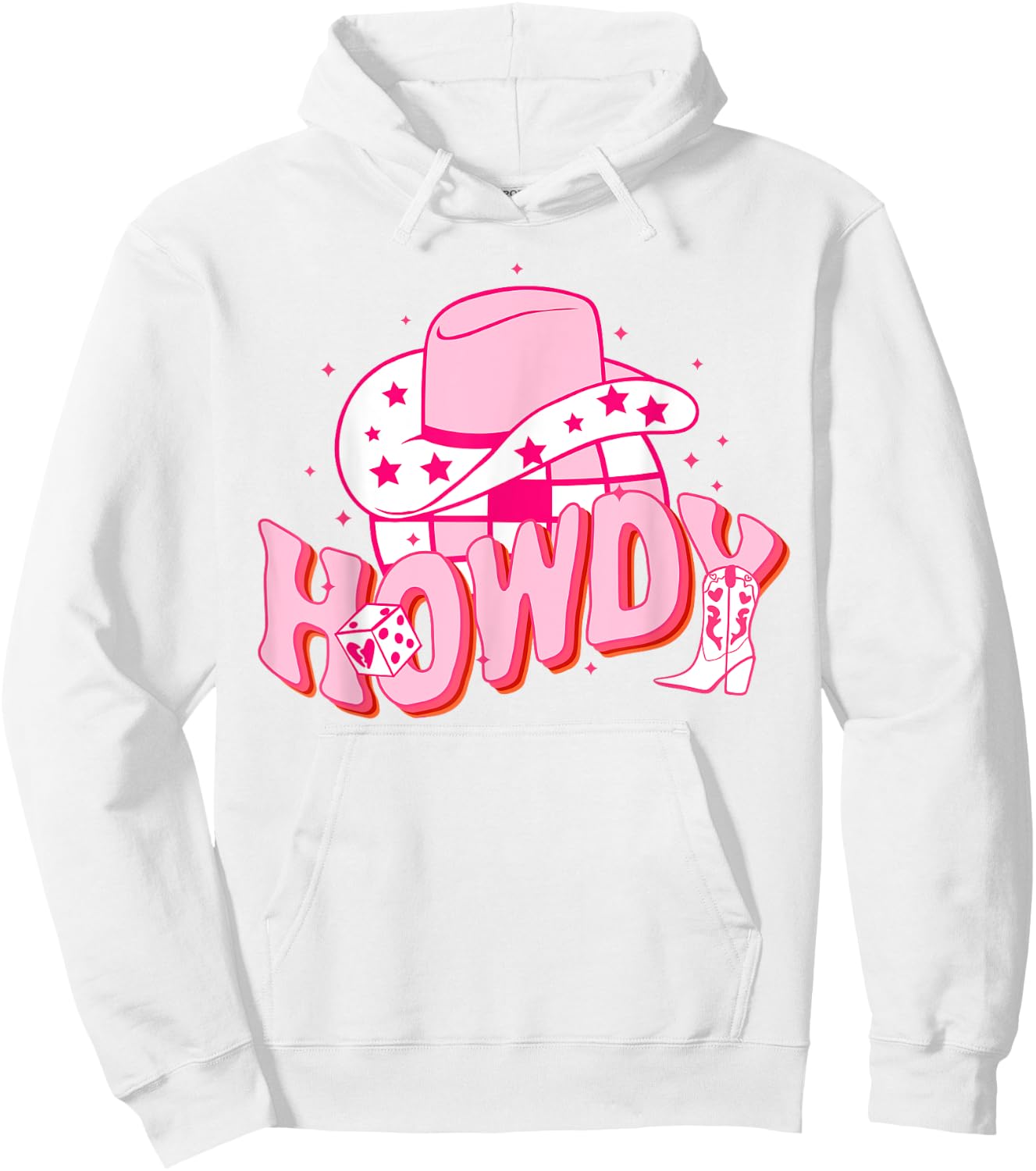Howdy Southern Western Girl Country Rodeo Pink Cowgirl Disco Hoodie - Hoodie | White