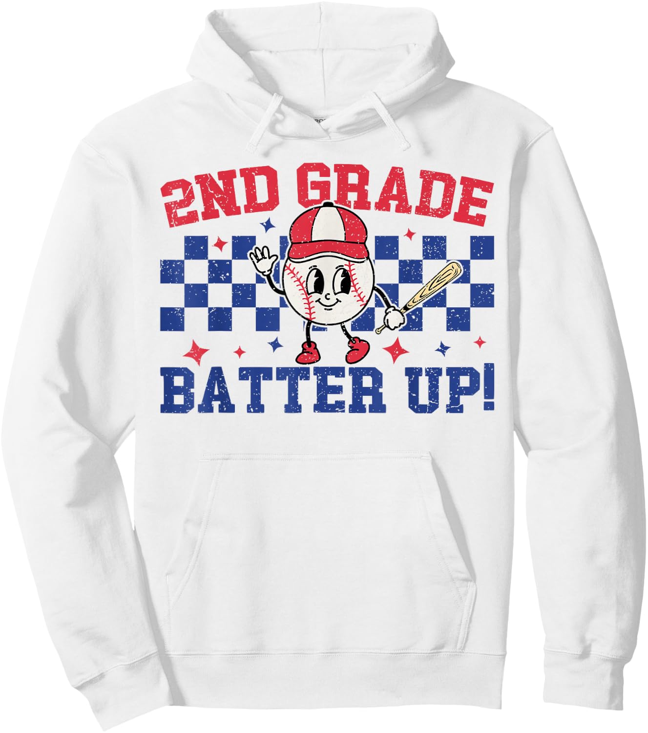 2nd Grade Batter Up Back To School Baseball Teacher Kids Hoodie - Hoodie | White