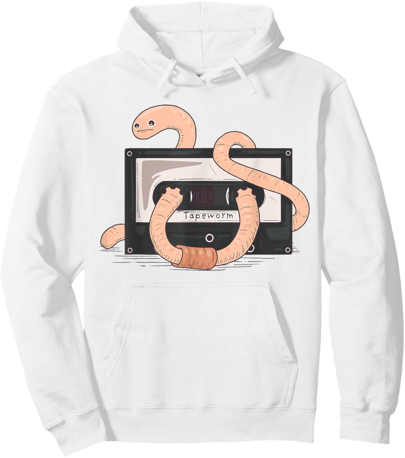 Tapeworm Cassette DJ Funny Unwind Music Cassette Worm Joke Hoodie - Hoodie | White