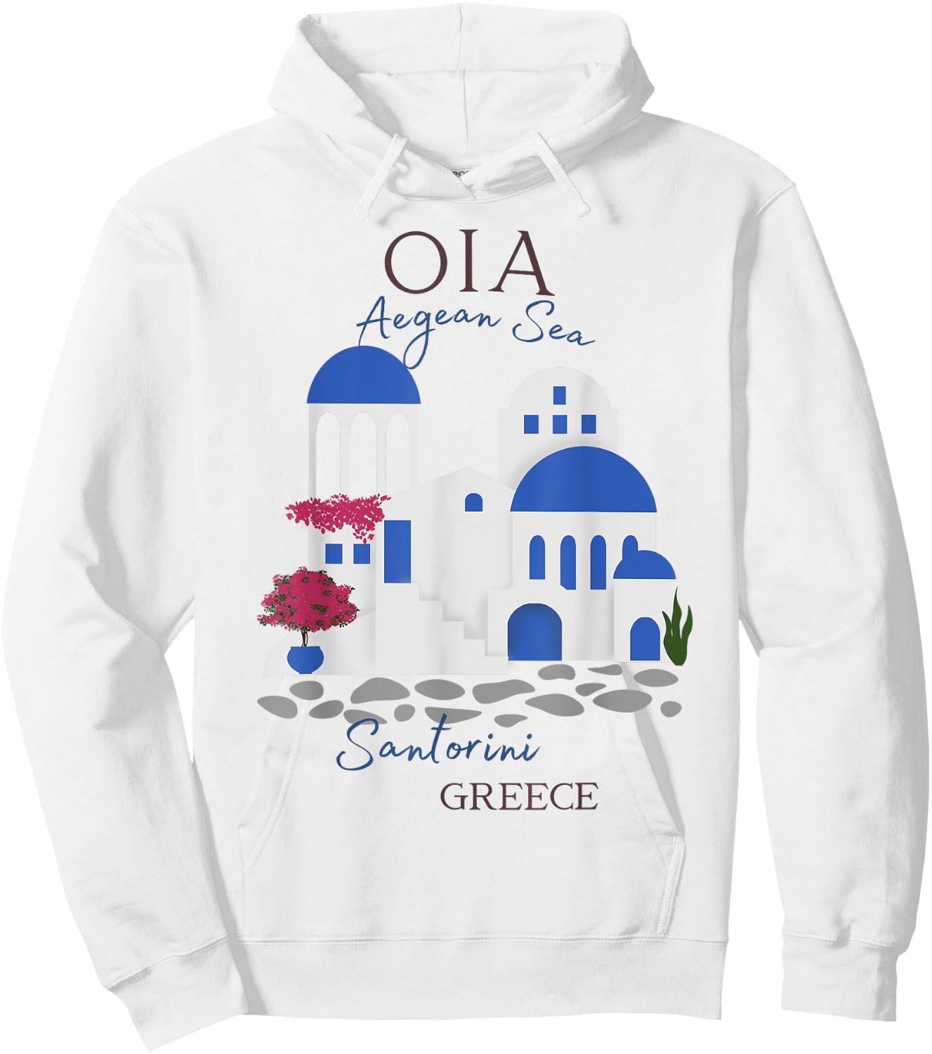 Travel Greek Island Santorini Greece Oia Village Blue Church Hoodie - Hoodie | White