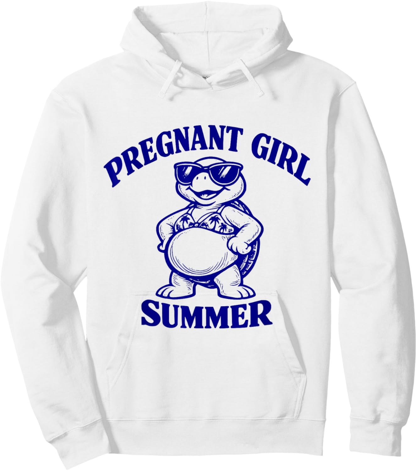 Retro Pregnant Frog Turtle Summer Vacation Mom to Be Graphic Hoodie - Hoodie | White