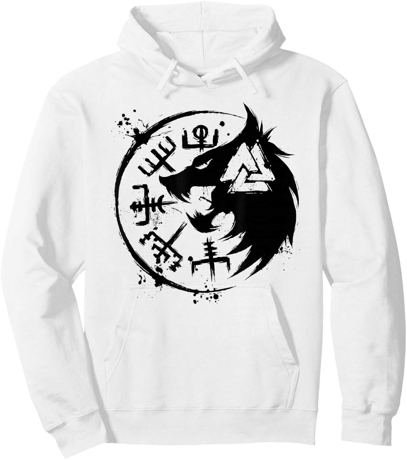 Fenrir Wolf Fenris-Wolf - Viking Vegvisir Valknut Hoodie - Hoodie | White