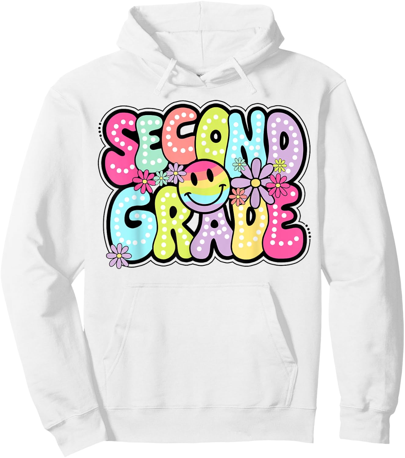 Second Grade Groovy Happy First Day Of School Bright Dots Hoodie - Hoodie | White