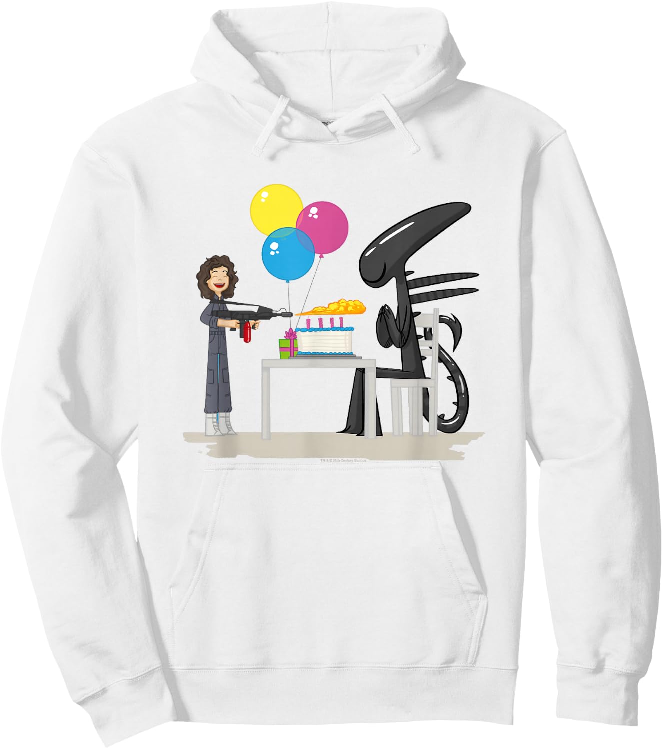 Aliens Happy Birthday Xen Cute Animated Big Chest Logo Hoodie - Hoodie | White