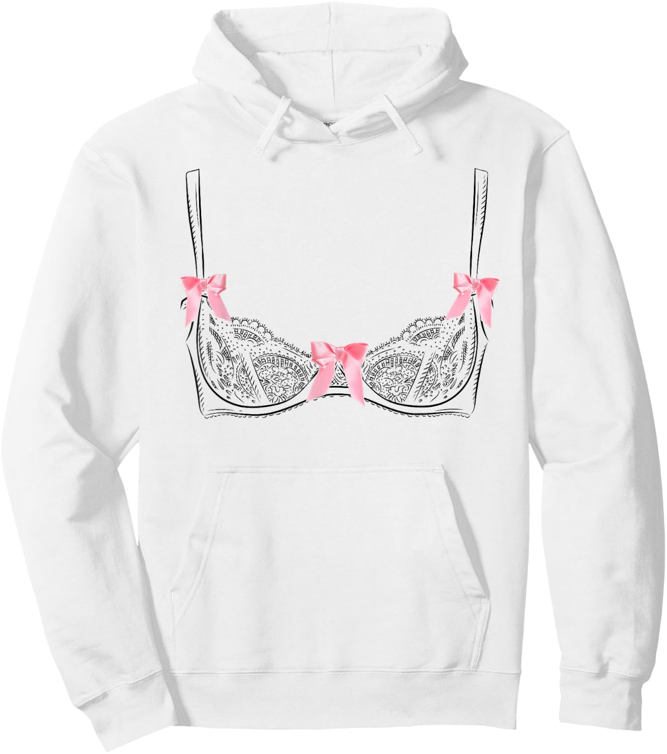 Graphic Lingerie Bra Hoodie - Hoodie | White