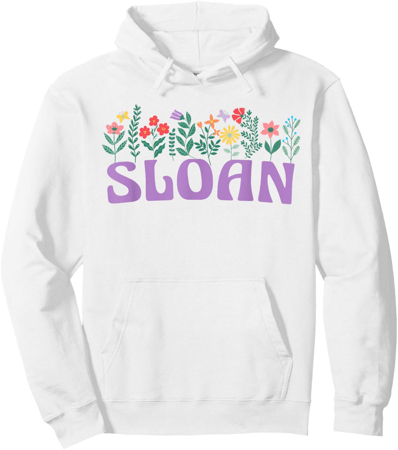 Wildflower Floral Sloan First Name Mother's Day Women Hoodie - Hoodie | White