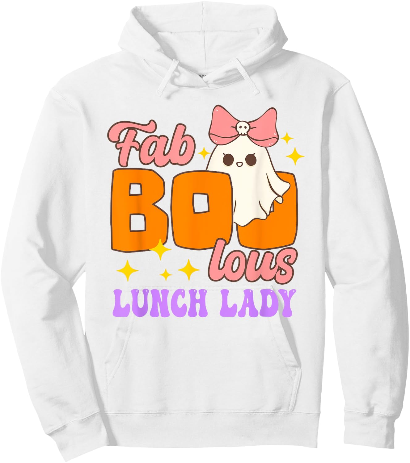 Cute Fab Boo Lous Lunch Lady Ghost Pumpkin Spooky Halloween Hoodie - Hoodie | White