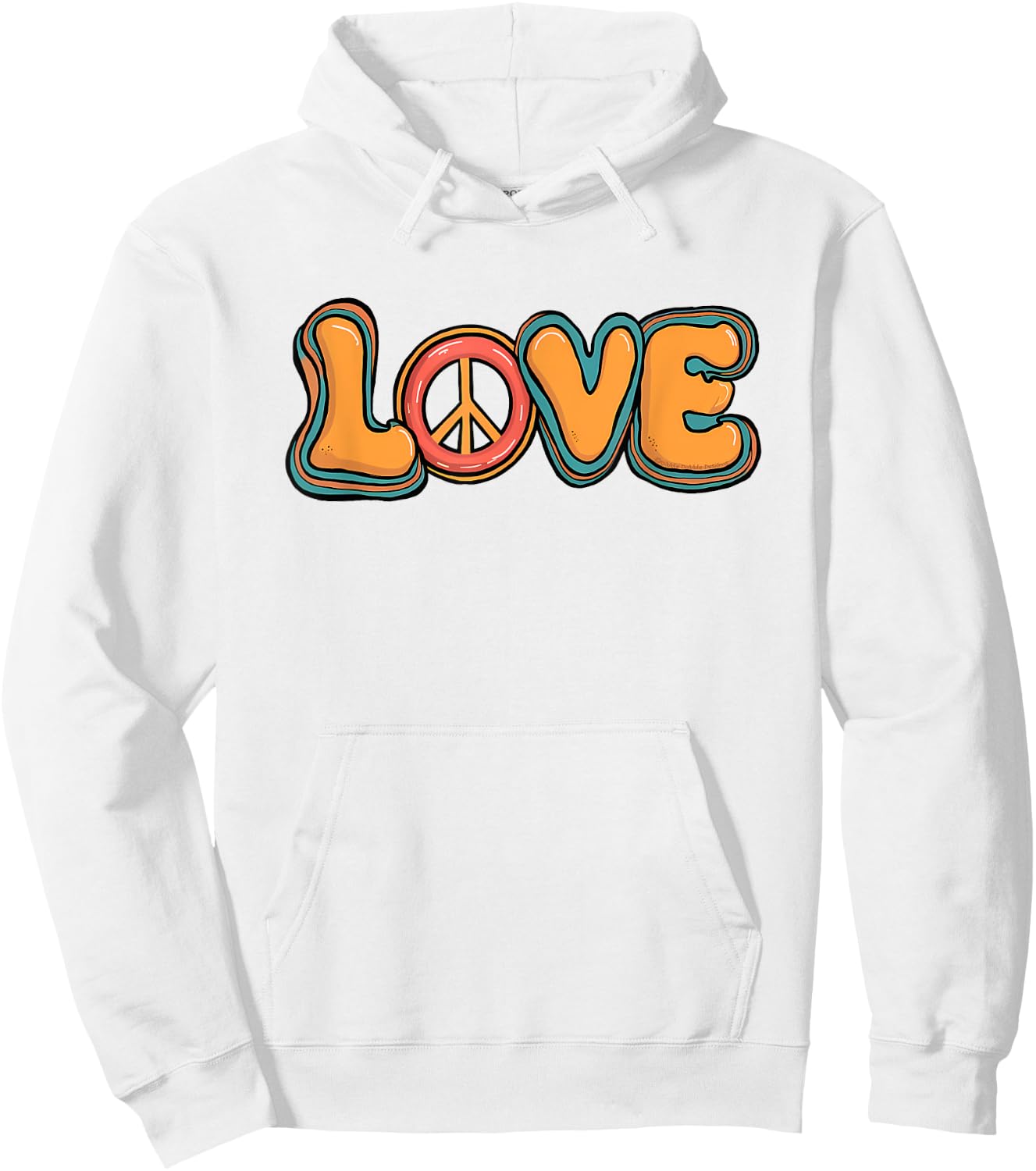 Cute LOVE Retro Hippie Theme 60's 70's Peace Sign LOVE Hoodie - Hoodie | White