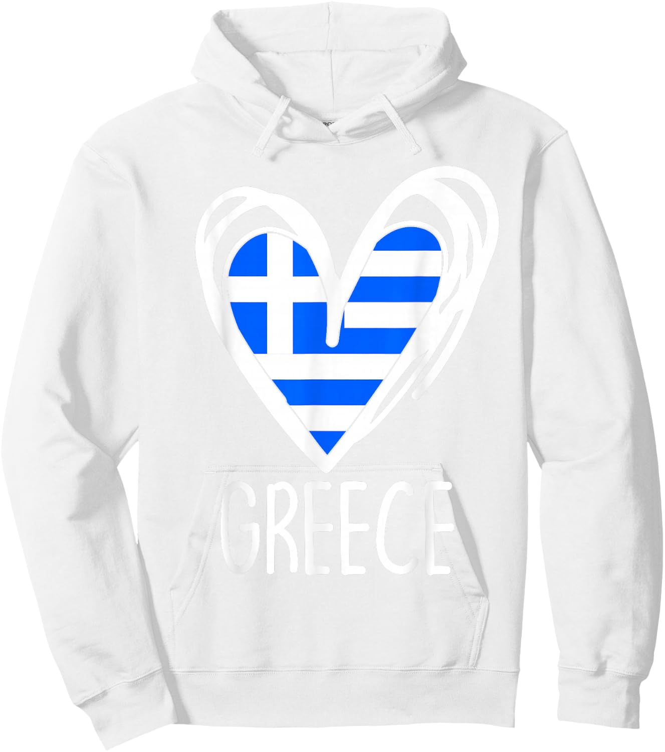 Greece Flag Heart Graphic Patriotic Greek Pride Kids Girl Hoodie - Hoodie | White