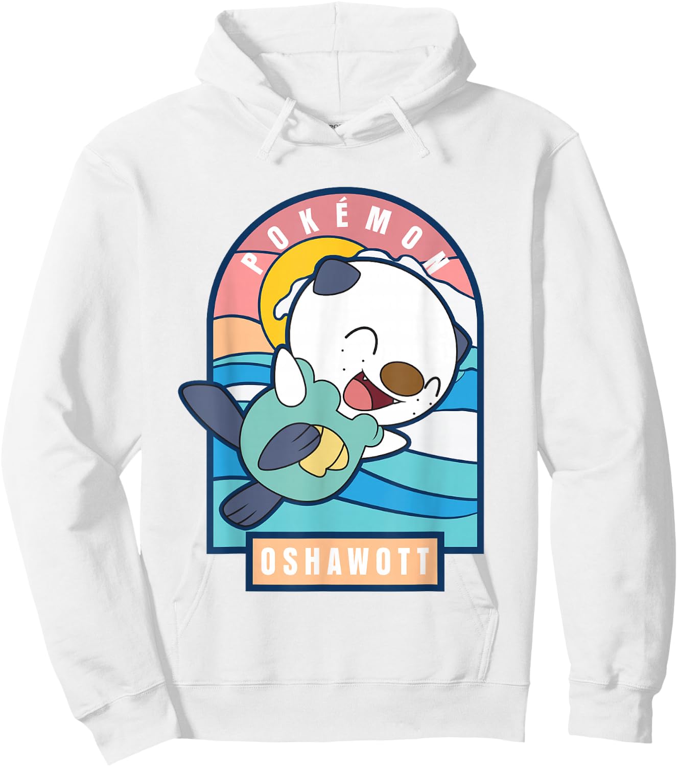 Pokémon Cute Happy Playful Oshawott Colorful Chest Poster Hoodie - Hoodie | White