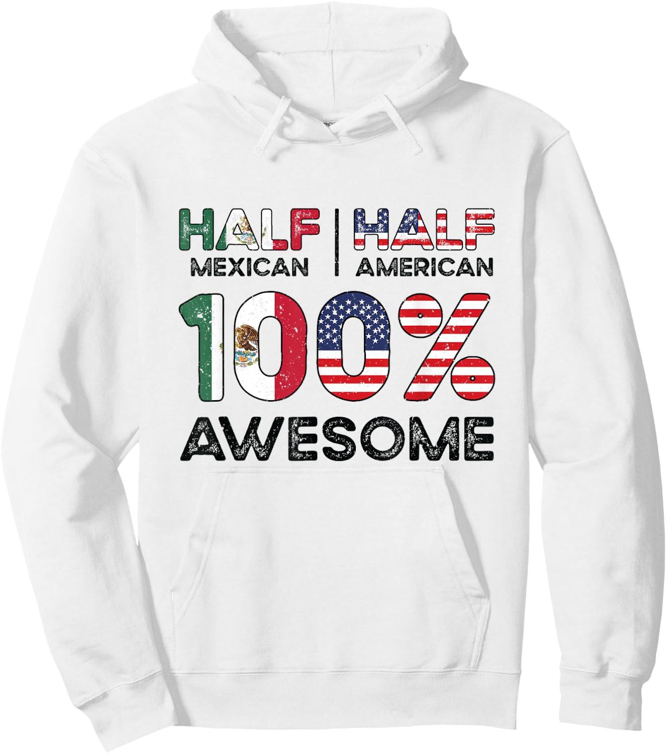 Mexican American Patriot USA Grown Mexico US Flag Hoodie - Hoodie | White