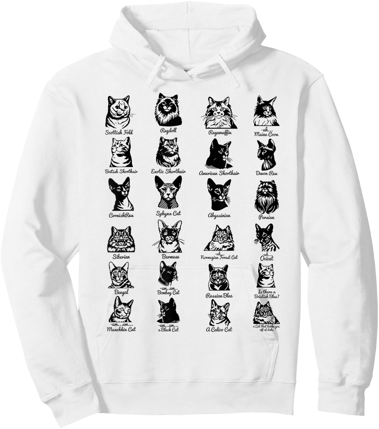 Vintage Cat Breeds Women Hoodie - Hoodie | White