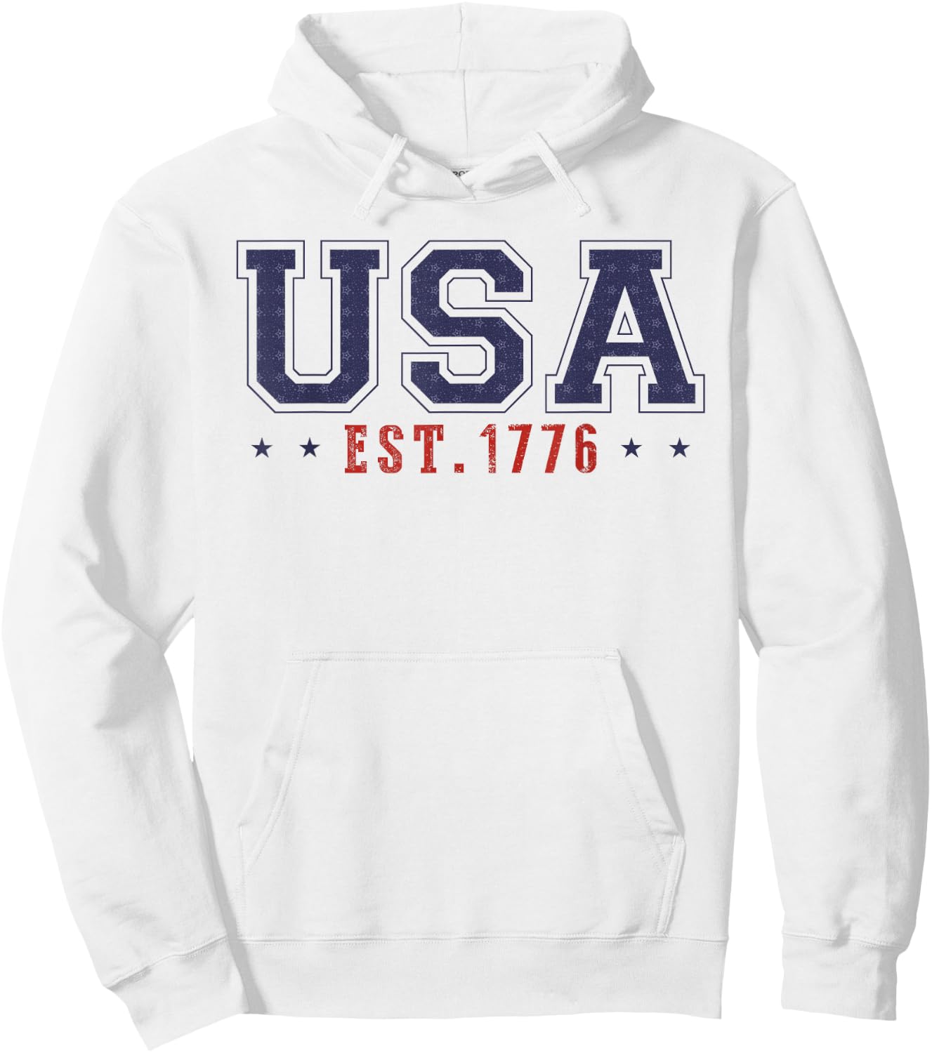 4th Of July Patriotic US Flag USA Est 1776 America Men women Hoodie - Hoodie | White