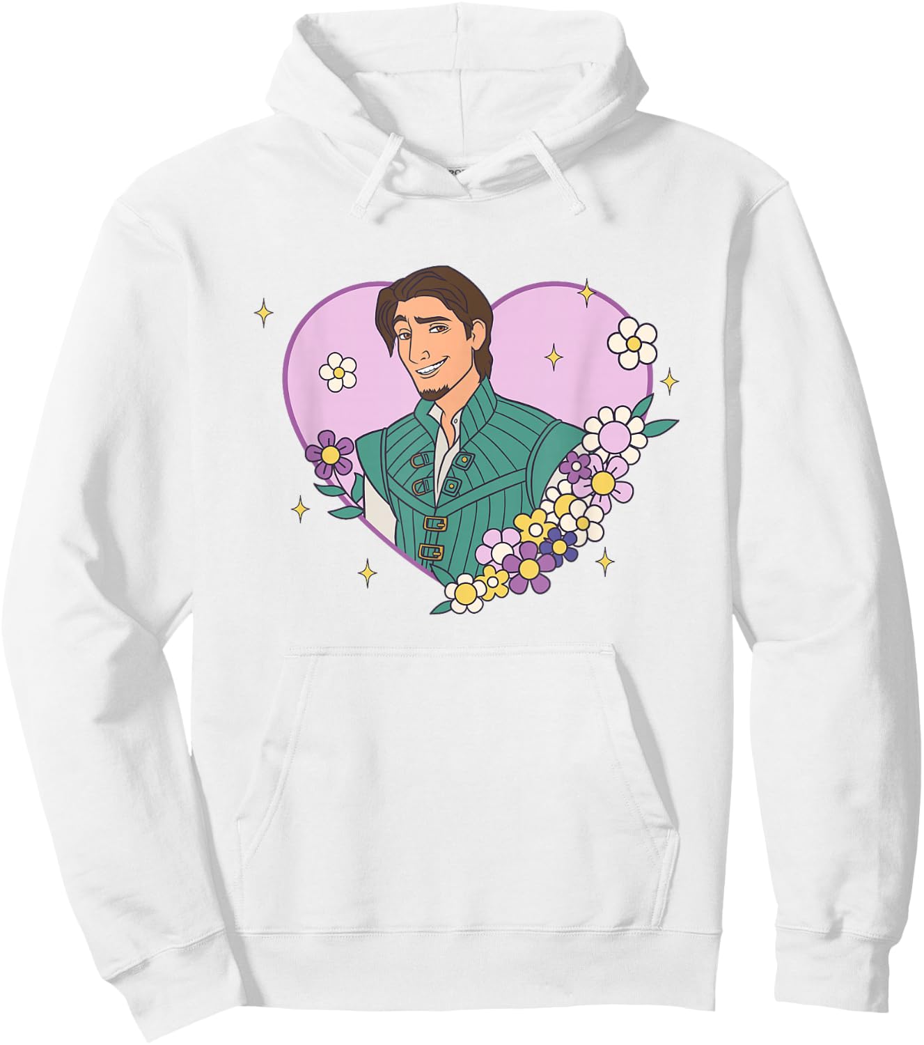 Disney Tangled Valentine's Day Flynn Floral Hear Shape Logo Hoodie - Hoodie | White